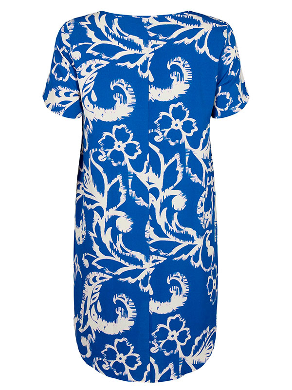 Blå printet kjole med korte ærmer fra Zizzi
