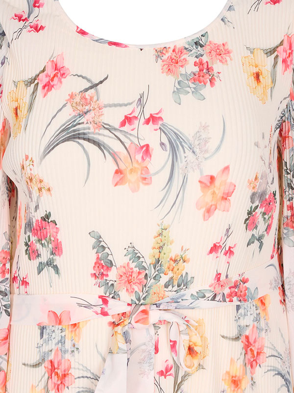 Hvid plissé kjole med blomster print fra Zizzi