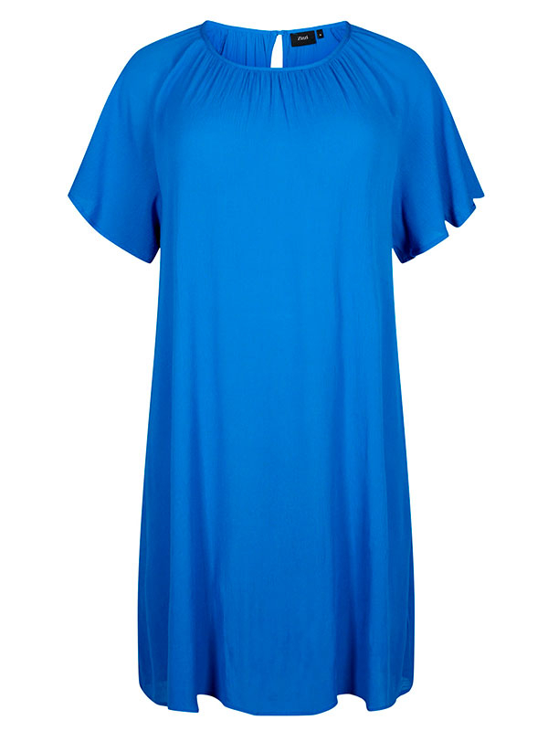 Blå kjole i crépet viskose fra Zizzi