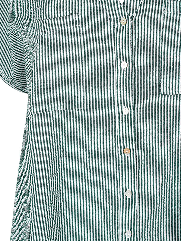 Hvid bomuldsskjorte med grønne striber fra Zizzi