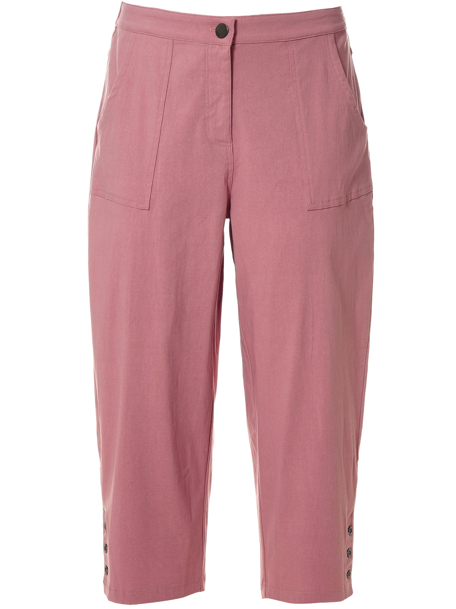Clara - Duset rosa capri bukser i viskose bengalin med knapper fra Gozzip