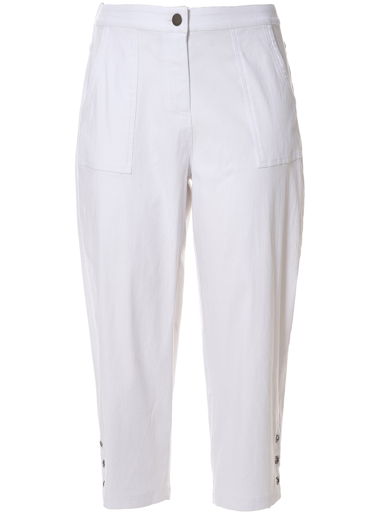 Clara - Hvide capri bukser med brede ben og flot knap detalje fra Gozzip