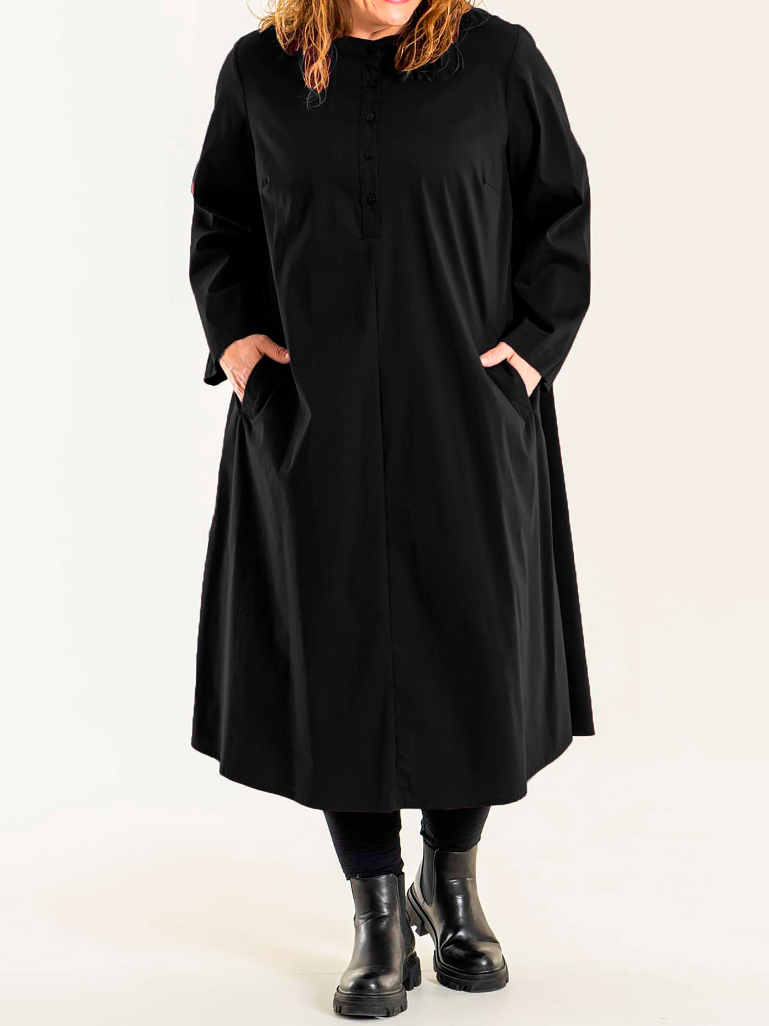 NEEL - Sort bomulds skjorte kjole fra Gozzip