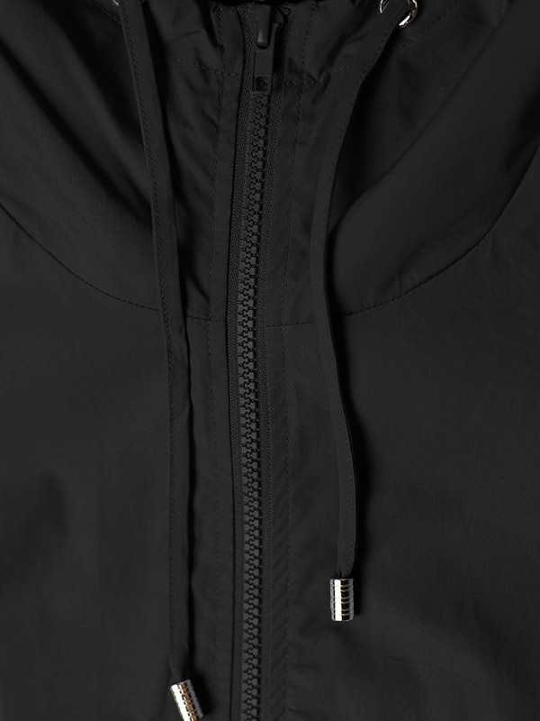 AYAN - Lang sort jakke i vævet bomuld fra Gozzip