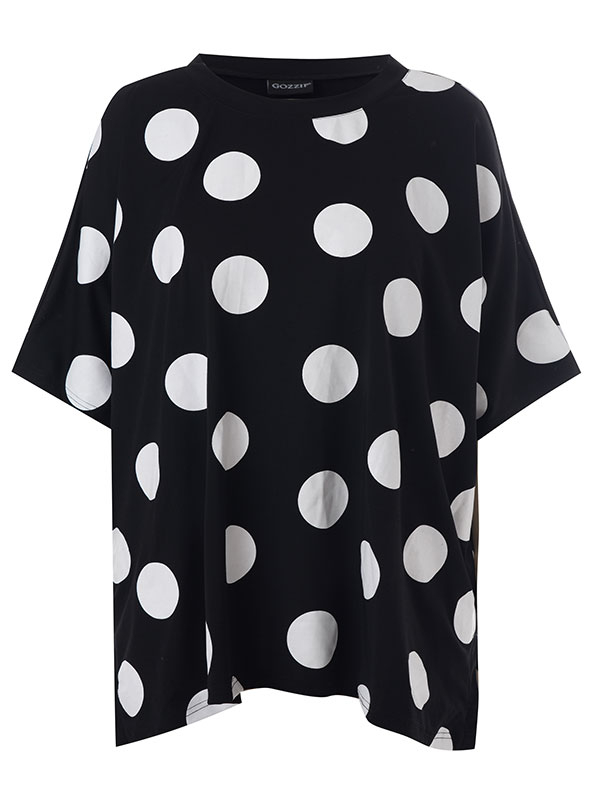 STELLA - Sort over size bluse med hvide bomber fra Gozzip Black