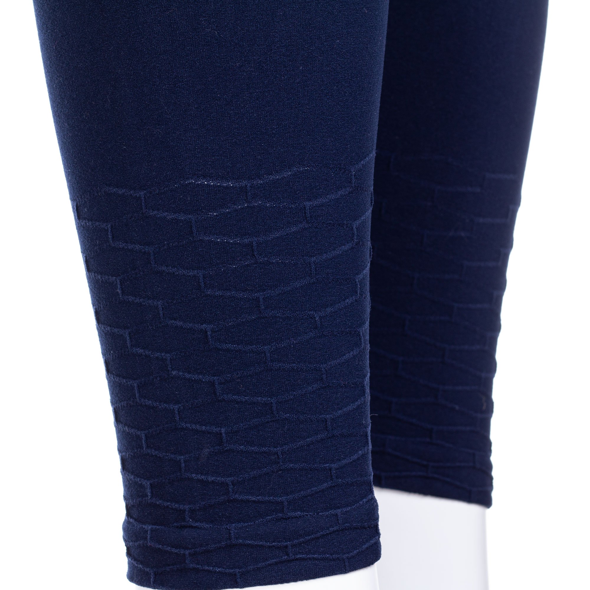 Marineblå leggings med flot mønster ved ben og talje fra Gozzip