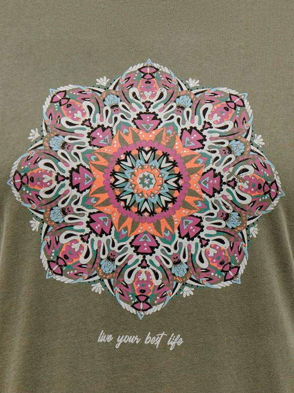 MIKO - Grøn bomulds t-shirt med print fra Only Carmakoma