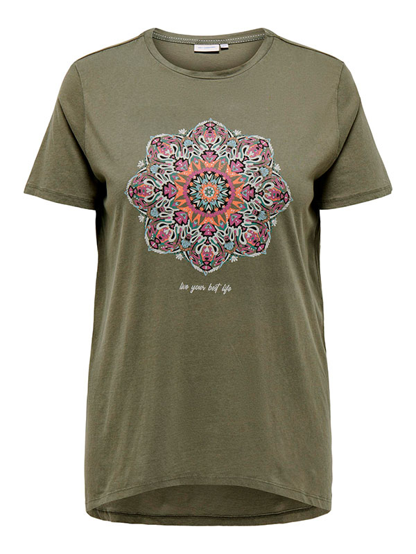 MIKO - Grøn bomulds t-shirt med print fra Only Carmakoma
