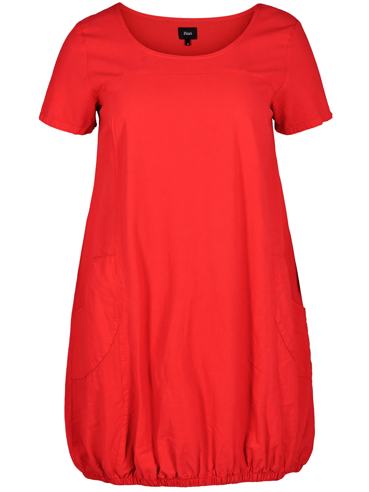 Rød Bomuldskjole med elastikkant fra Zizzi