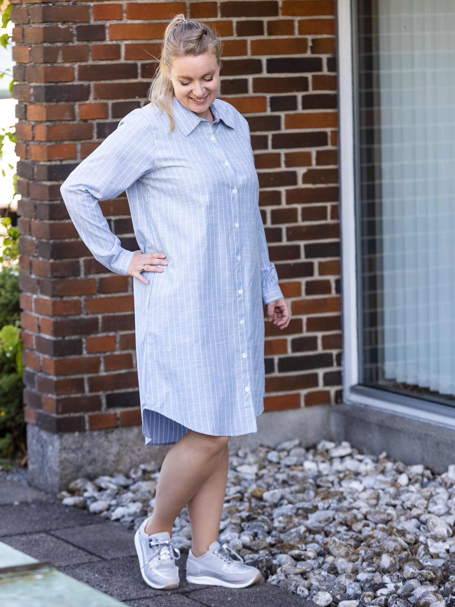 Norwalk - Flot lyseblå skjorte tunika med hvide striber fra Aprico