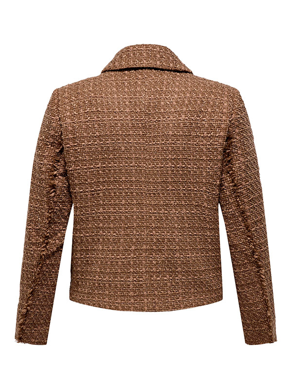 KENNEDY - Kort brun jakke med revers fra Only Carmakoma