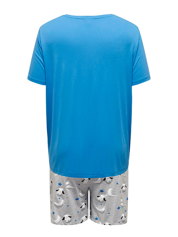 TUPPA - Natsæt i blå og grå med shorts og T-shirt fra Only Carmakoma