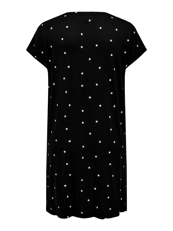 VIVID - Sort natkjole med stjerner og glimmerprint fra Only Carmakoma