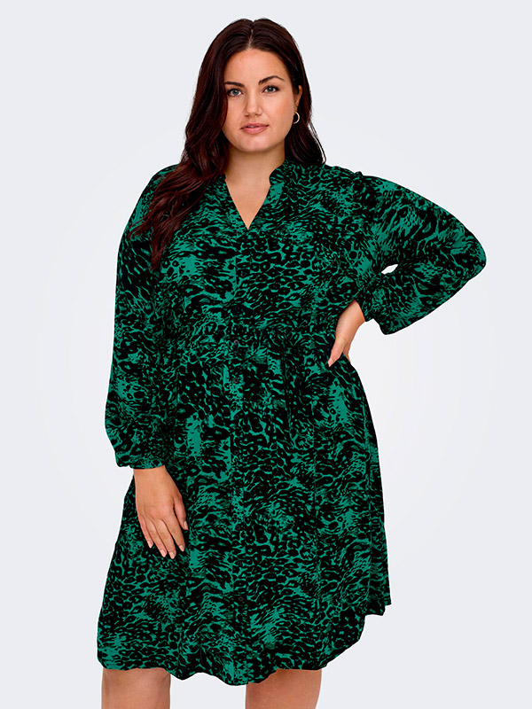 OTTELIA - Grøn og sort skjorte kjole fra Only Carmakoma
