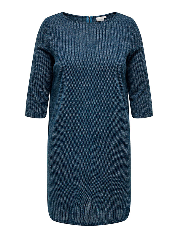 MARTHA - Blå jersey kjole med struktur fra Only Carmakoma