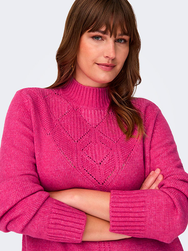 ALLIE - Pink strik trøje med mønster  fra Only Carmakoma