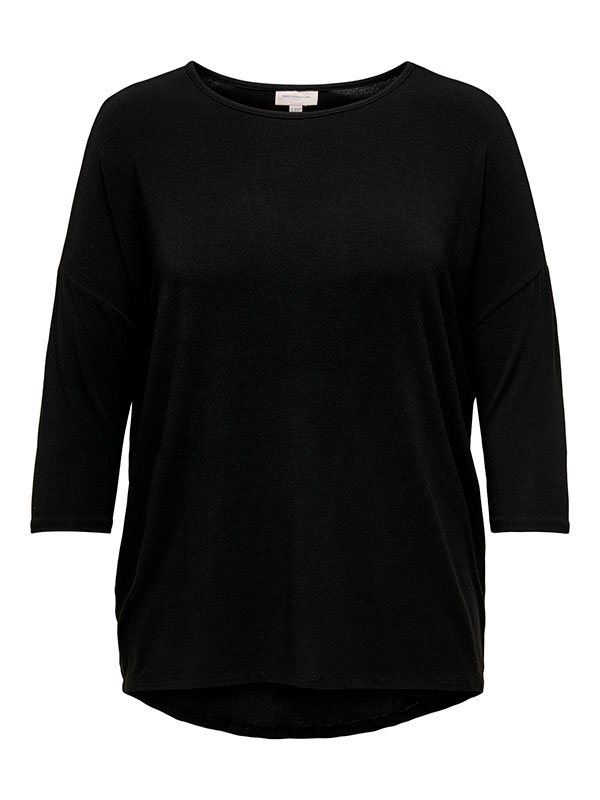 AMOUR - Sort jersey bluse med 3/4 ærmer fra Only Carmakoma