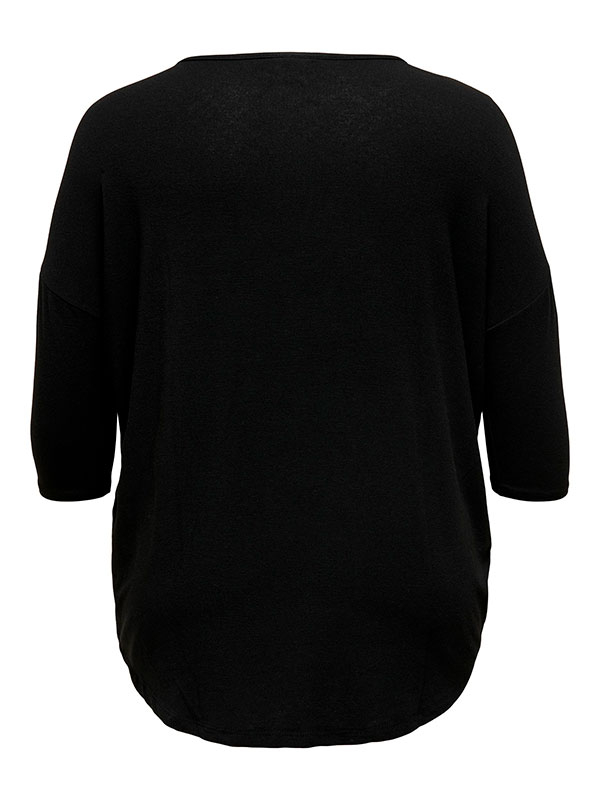 AMOUR - Sort jersey bluse med 3/4 ærmer fra Only Carmakoma