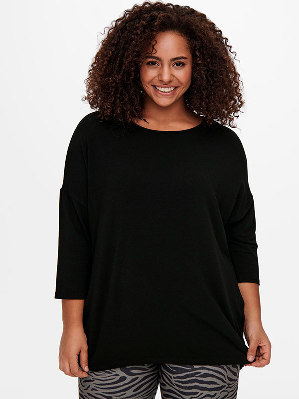 AMOUR - Sort jersey bluse med 3/4 ærmer fra Only Carmakoma