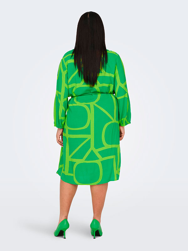 NEWDENIZIA - Grøn viskose skjorte kjole med mønster fra Only Carmakoma