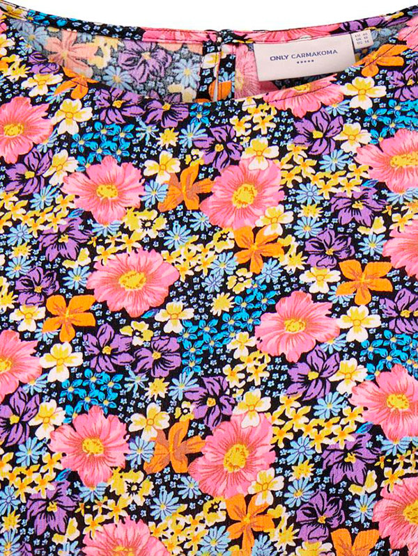 KATJA - Marineblå viskose bluse med blomsterprint  fra Only Carmakoma