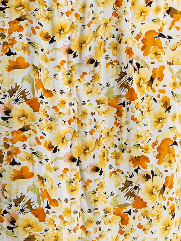 ABELINE - Hvid viskose kjole med gule blomster fra Studio