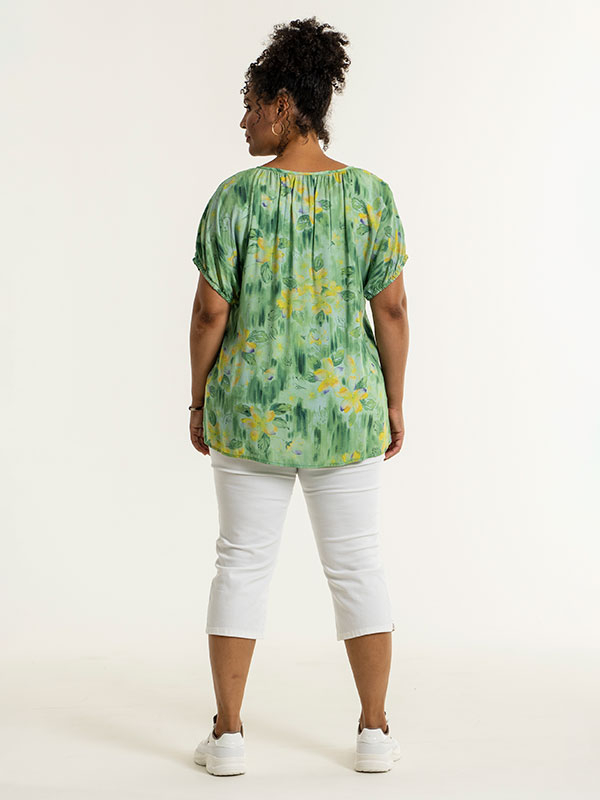 ACHENA - Grøn viskose bluse med blomster print fra Studio