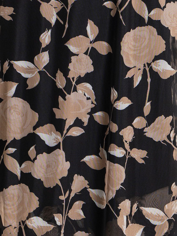 AINO - Sort mesh skjorte med smukke brune blomster fra Studio