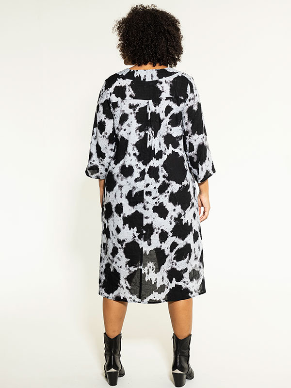 ELMA - Sort og grå printet tunika kjole fra Studio