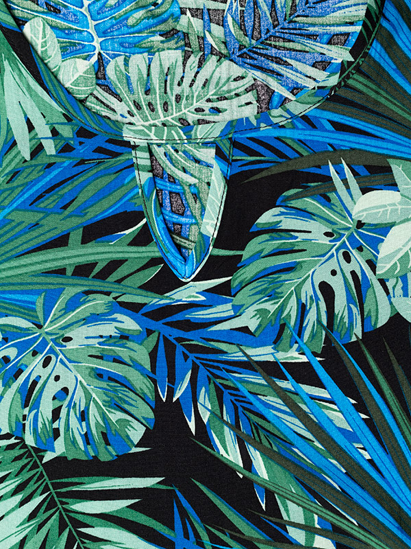 ELVIRA - Blå viskose bluse med palme print fra Studio