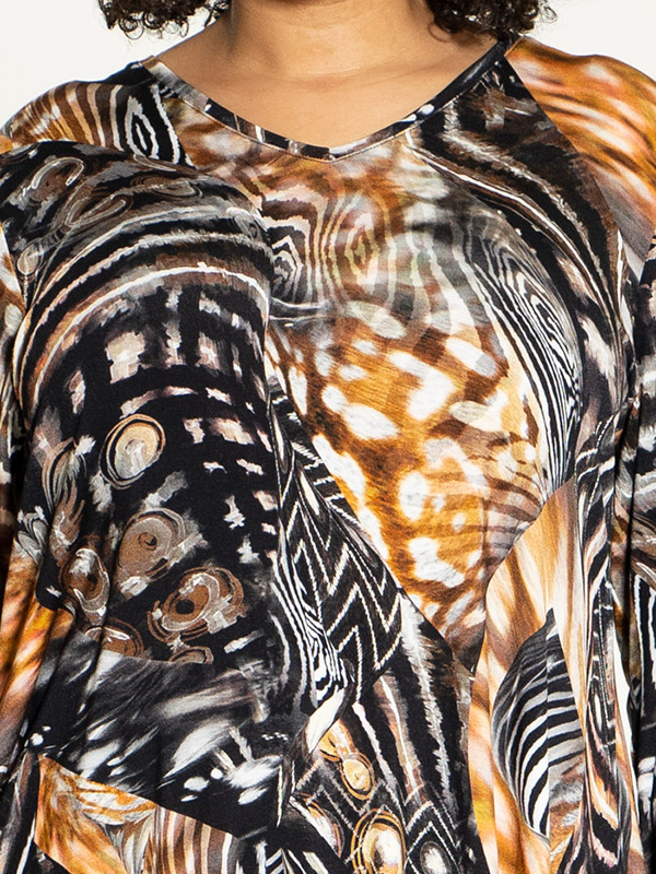 BERIT - Bluse med print i sort og brun fra Studio