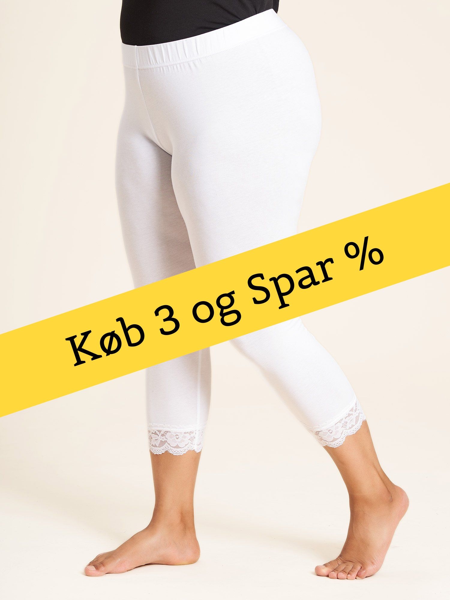 OSLO - Hvide 3/4 leggings med blondekant fra Sandgaard (fra Studio)