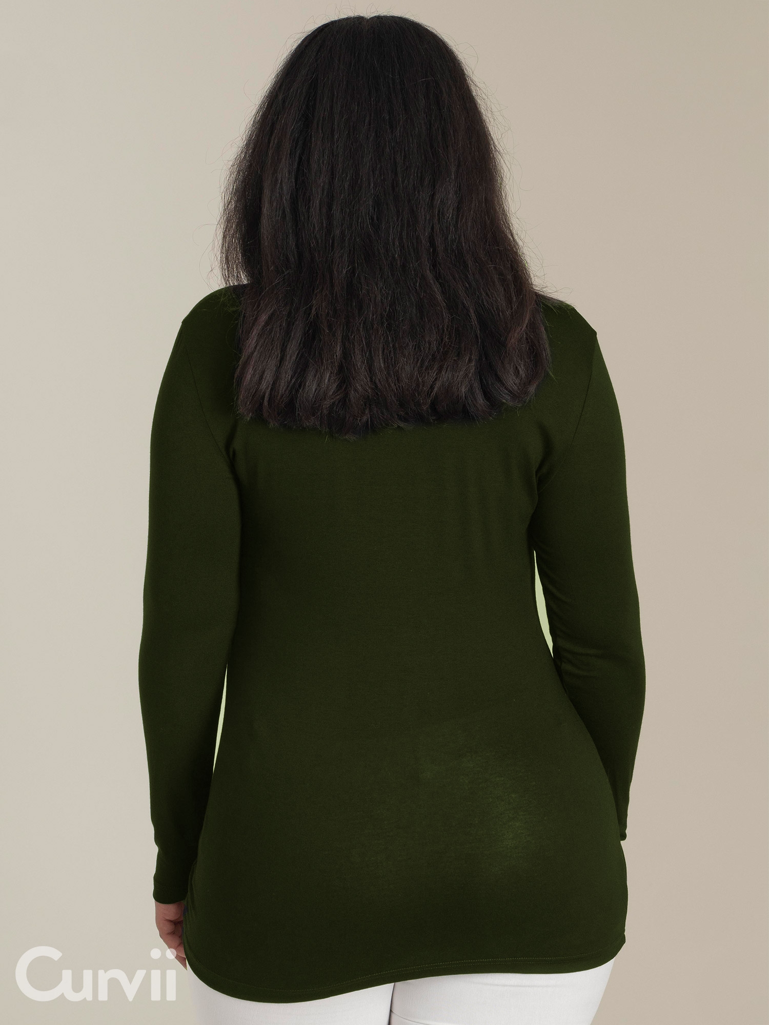 AMSTERDAM - Khakigrøn jersey bluse med lange ærmer fra Sandgaard (fra Studio)