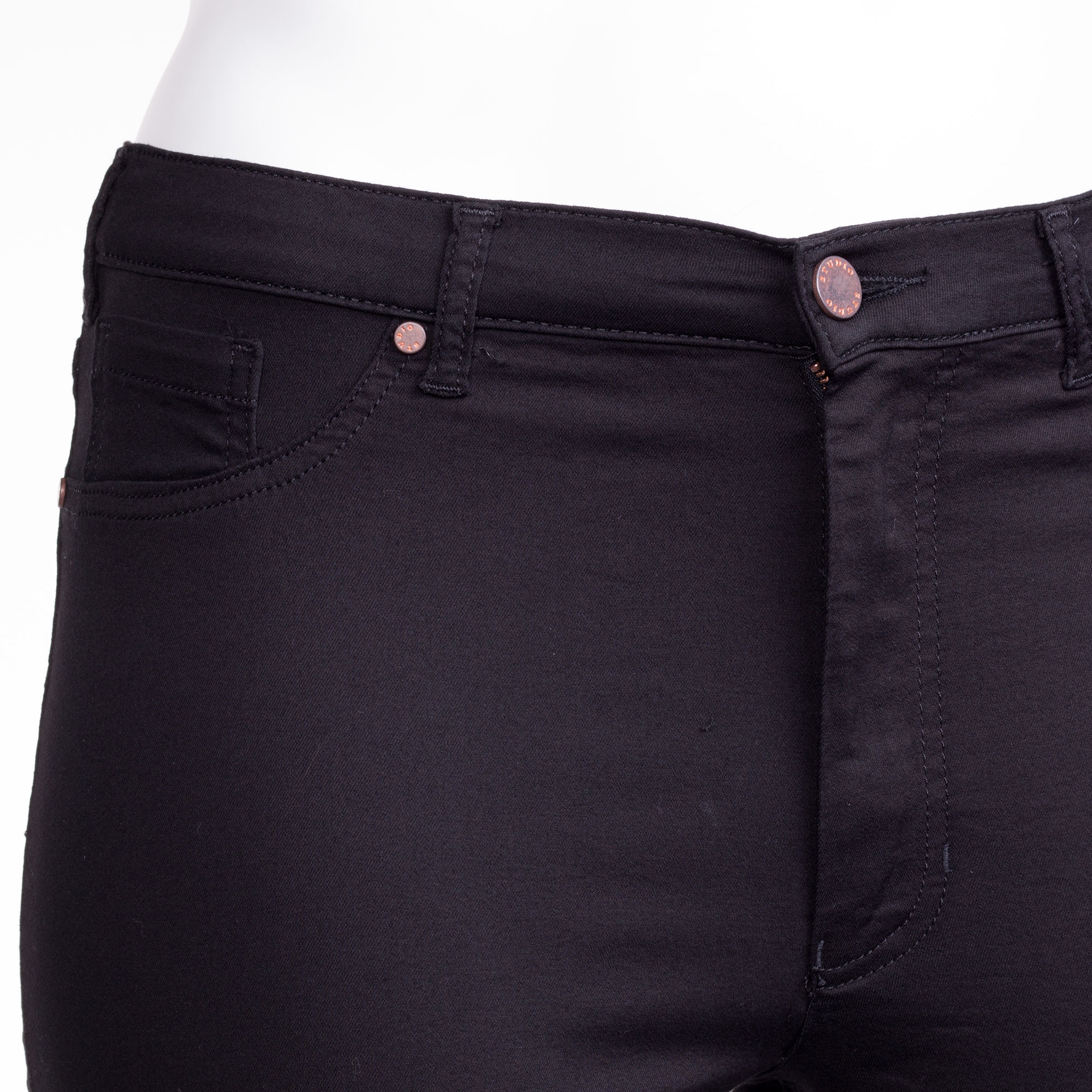 Carmen - Sorte powerstretch jeans med lang benlængde fra Studio