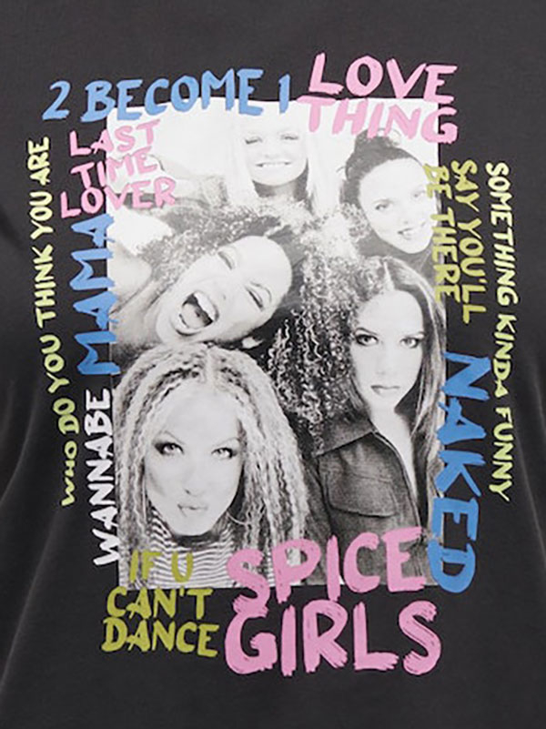 SPICE - Sort t-shirt med Spice Girls fra Only Carmakoma