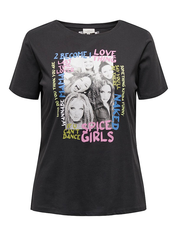SPICE - Sort t-shirt med Spice Girls fra Only Carmakoma
