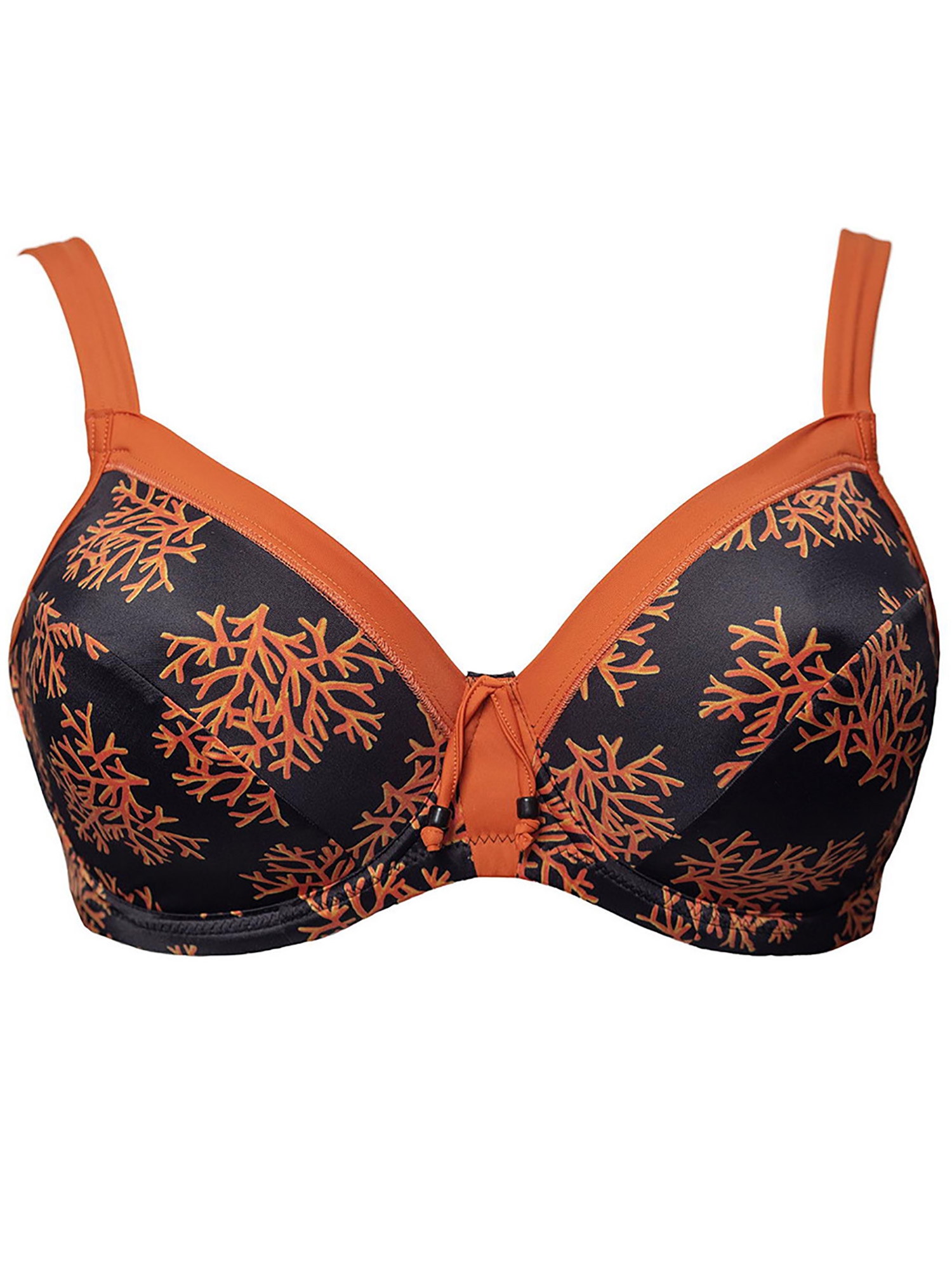 Sort og orange  bikini top med bøjle fra Plaisir