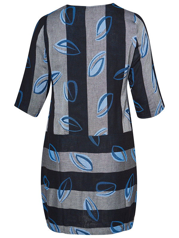 INGER - Stribet kjole med blå blade fra Pont Neuf