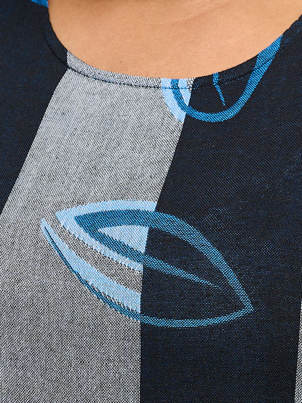 INGER - Stribet kjole med blå blade fra Pont Neuf