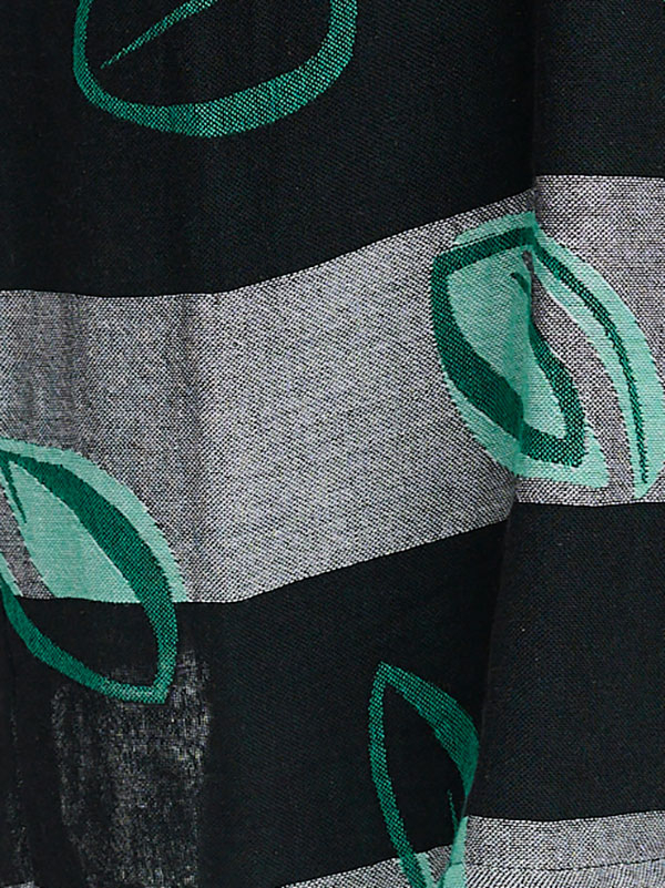 INGER - Stribet kjole med grønne blade fra Pont Neuf