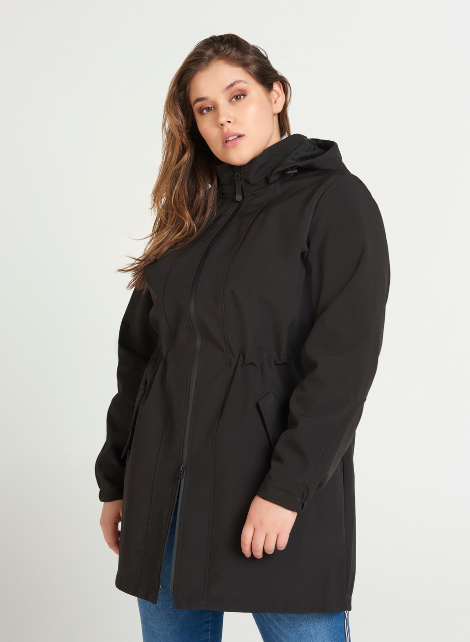 Zizzi Sort softshell jakke justerbar talje