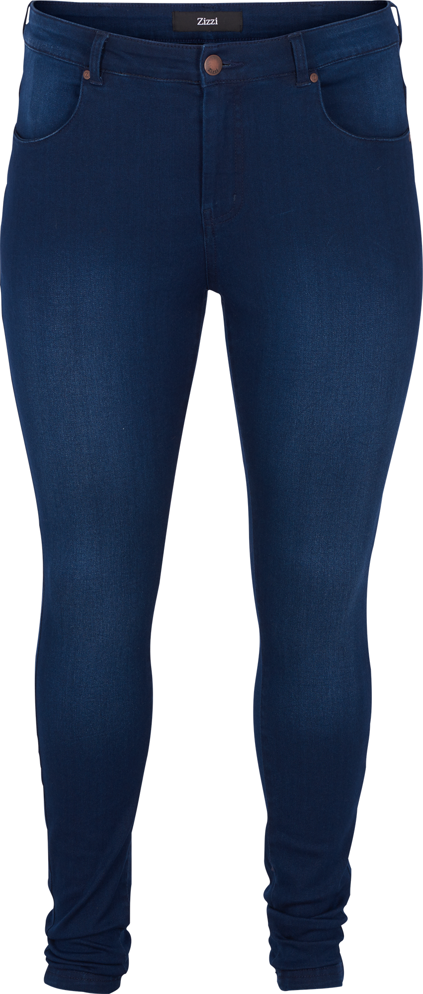 Mørkeblå AMY bukser i mørkeblå denim med 82 cm benlængde fra Zizzi