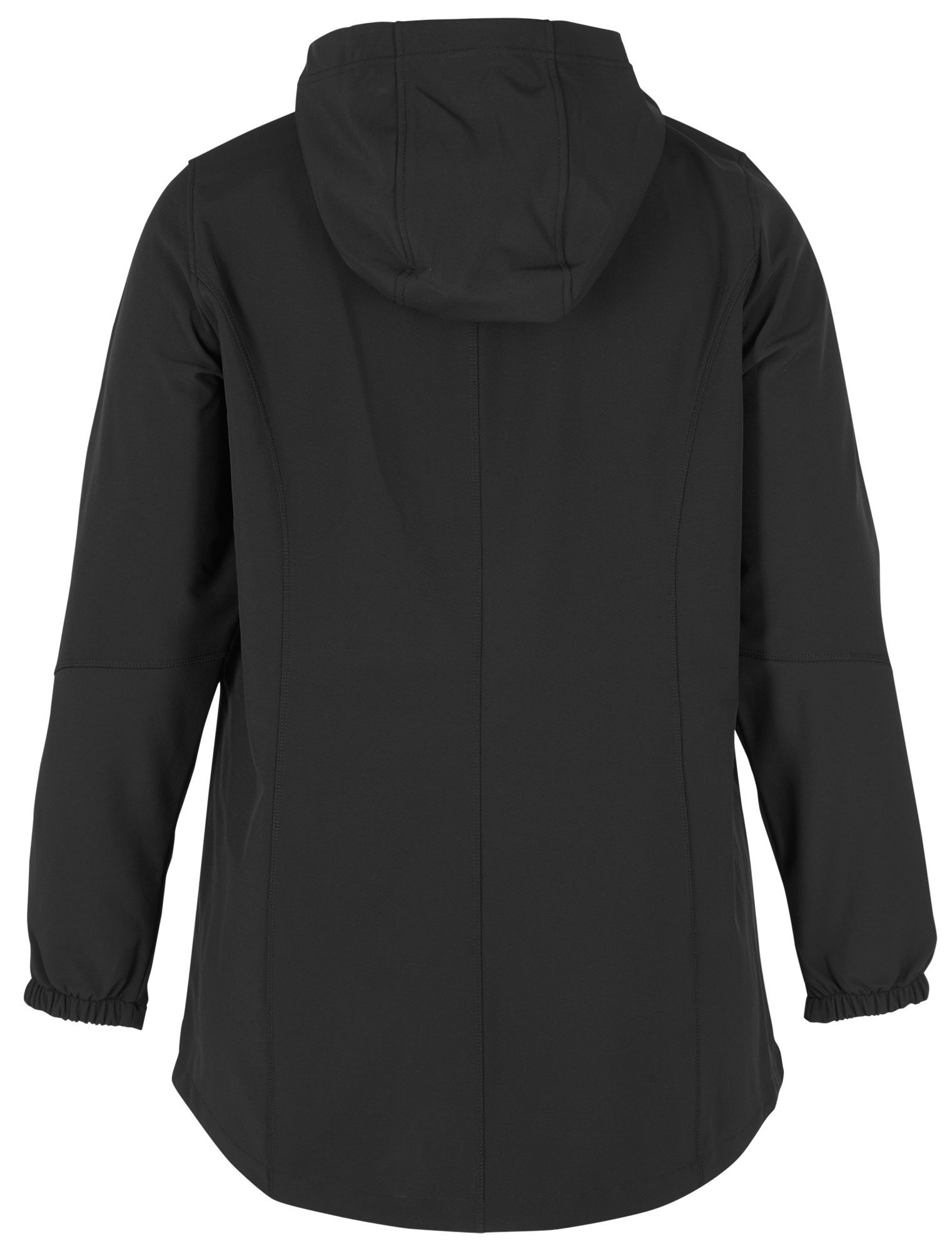 Sort softshell jakke med hætte fra Zizzi