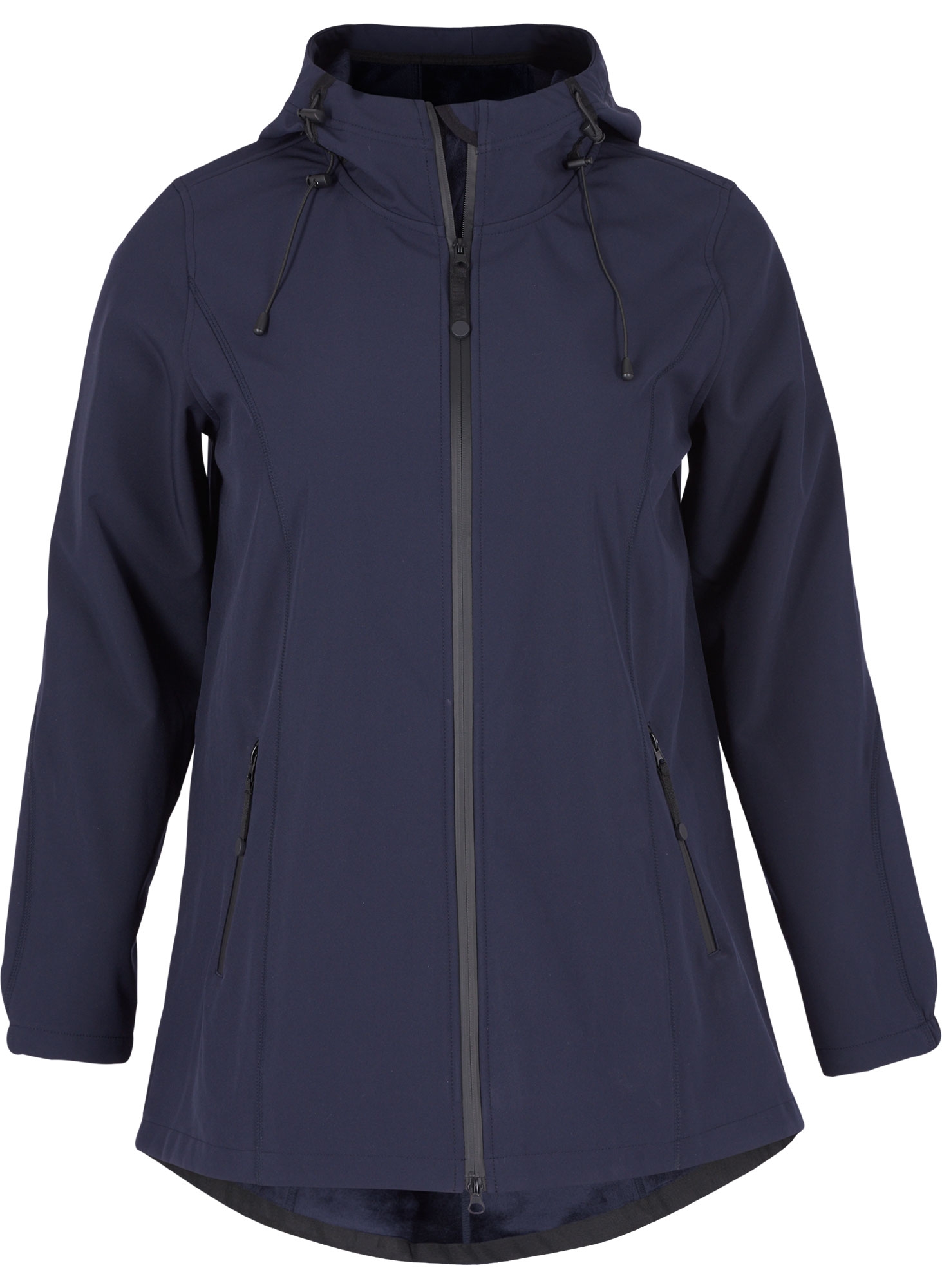 Mørkeblå softshell jakke i kort model fra Zizzi