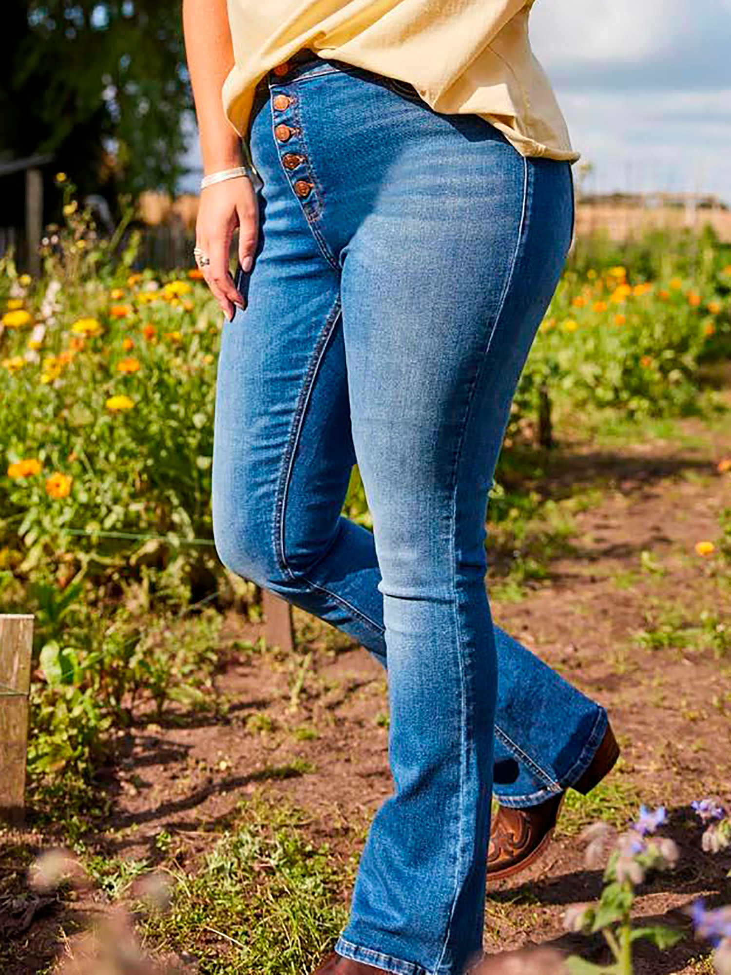 Billede af Only Carmakoma Carlalola - Skrækbar jeans med knapper, 48