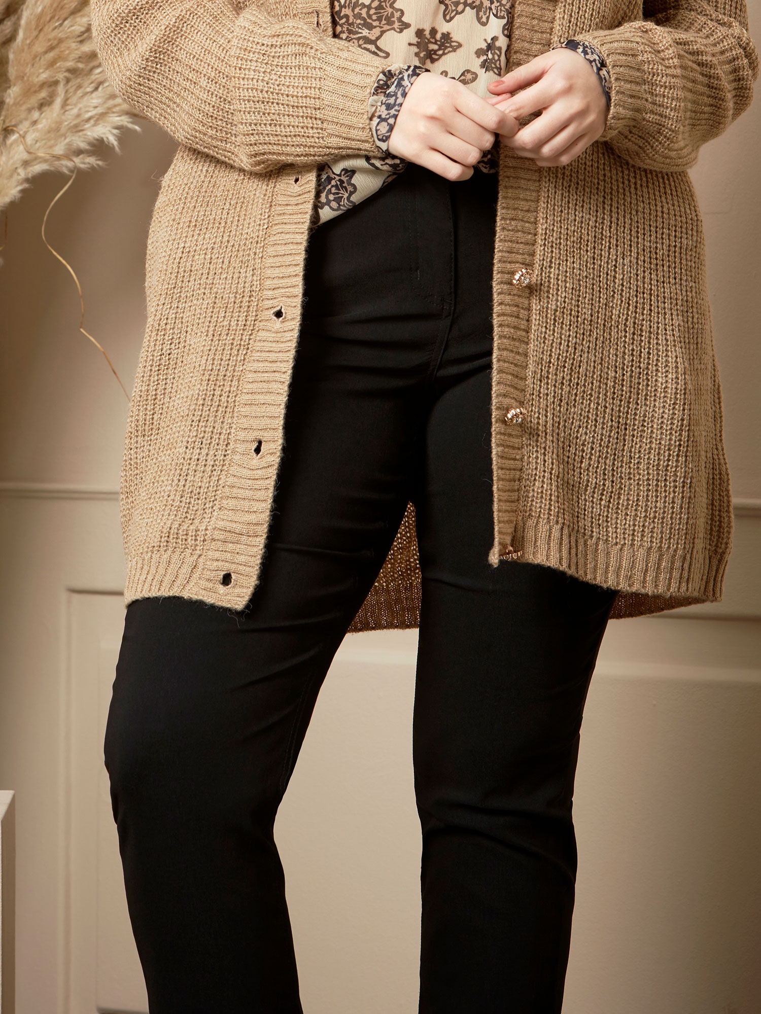 Zhenzi Sorte stretch bukser med cool lomme detalje, female 48 ⋆ 449.00 DKK