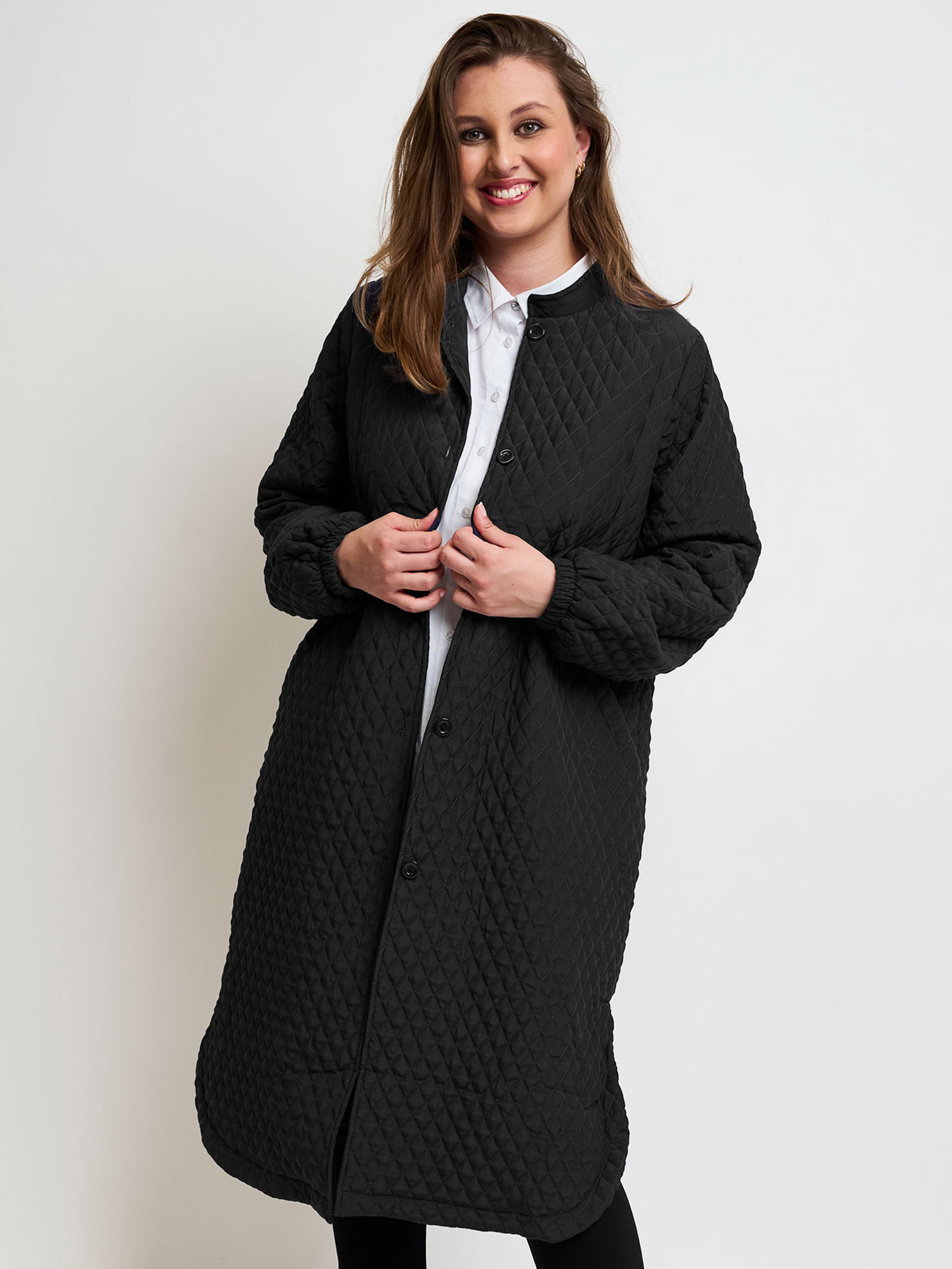 Billede af Pont Neuf Leila - Lækker sort frakke med let vattering, 48-50 / XL