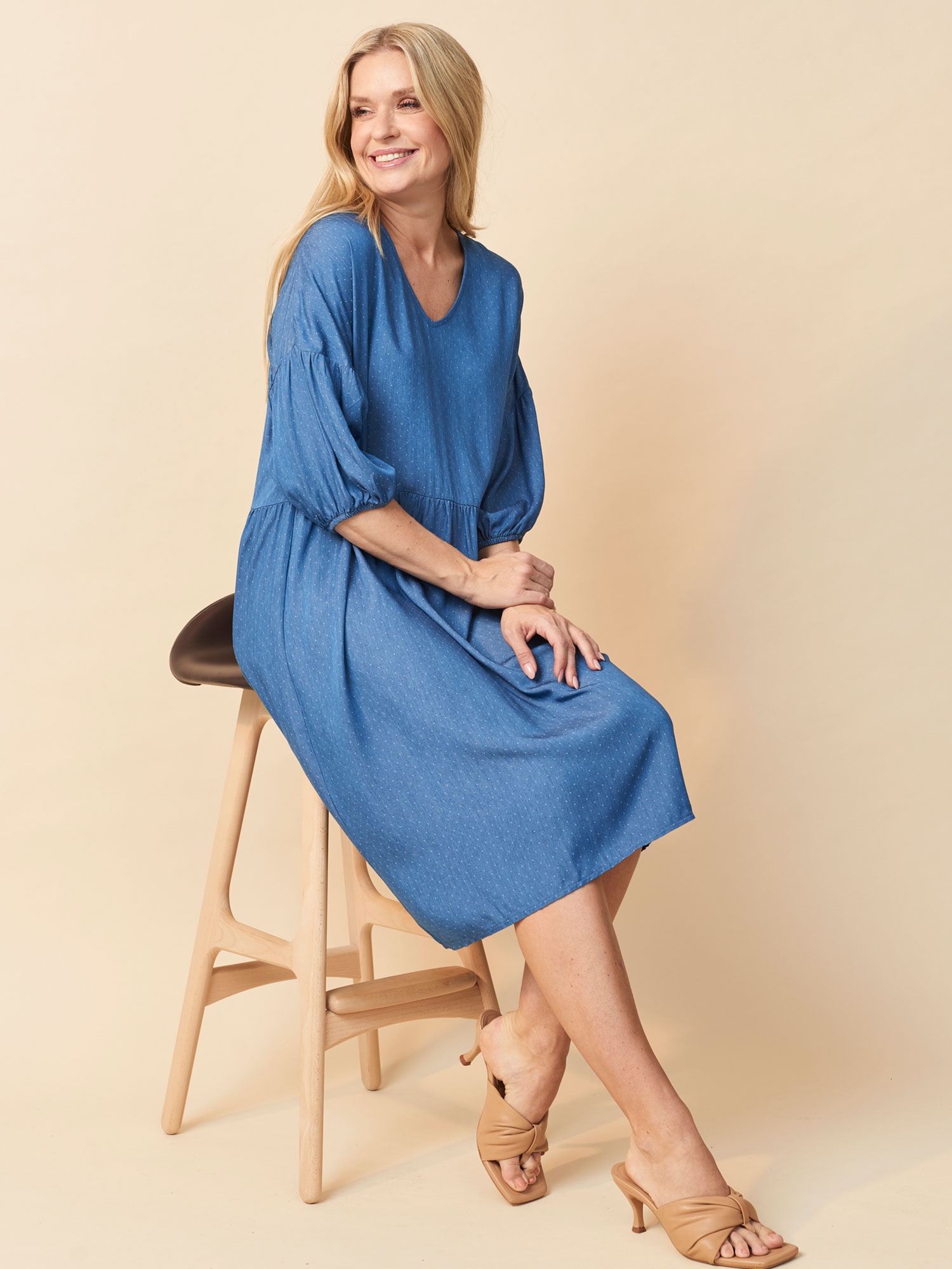 Billede af Pont Neuf Amarie - Smuk blå kjole i 100% Tencell, 48-50 / XL