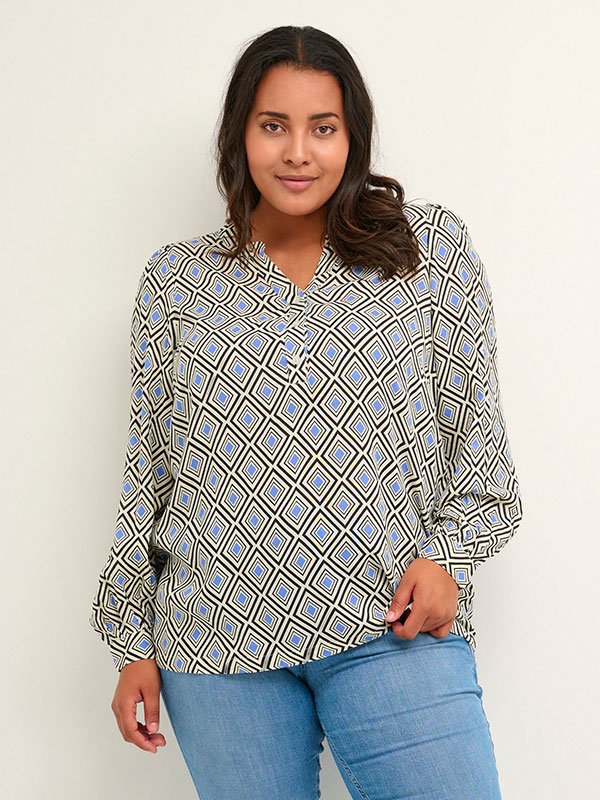 SONNA - Oransje viskoseskjorte med blomsterprint