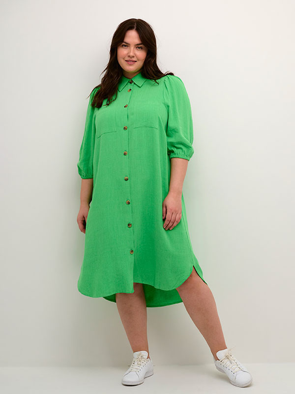 CALINE - Lång grön jersey klänning